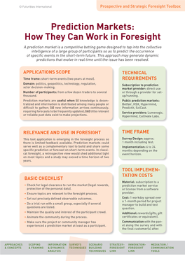 Prediction Markets: How They Can Work in Foresight