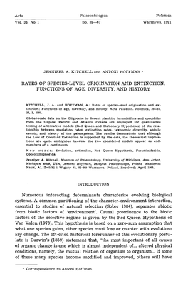 Rates of Species-Level Origination and Extinction: Functions of Age, Diversity, and History