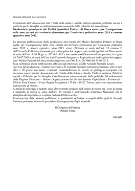 Comunicato Dell'assessorato Alla Tutela Della Salute E Sanità, Edilizia