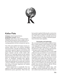 Kafue Flats Been Greatly Regulated Following the Construction of Two Large Dams at Opposite Ends of the Biome in Category: Inland Aquatic Biomes