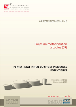 ARIEGE BIOMETHANE Projet De Méthanisation À Ludiès (09) PJ N°14