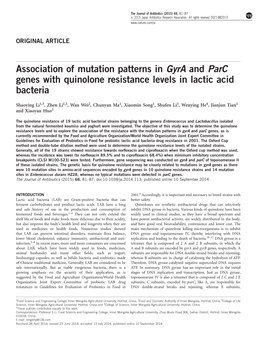 Association of Mutation Patterns in Gyra and Parc Genes with Quinolone Resistance Levels in Lactic Acid Bacteria