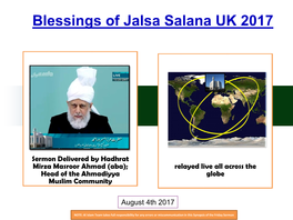 Blessings of Jalsa Salana UK 2017