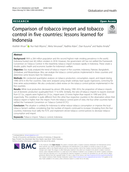 Comparison of Tobacco Import and Tobacco