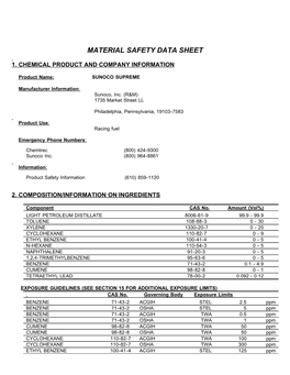 Material Safety Data Sheet