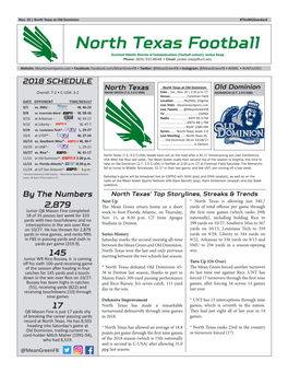 North Texas Football Assistant Athletic Director of Communications (Football Contact): Jordan Stepp Phone: (805) 551-8648 • Email: Jordan.Stepp@Unt.Edu