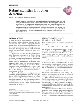 Robust Statistics for Outlier Detection Peter J