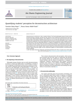 Quantifying Students' Perception for Deconstruction Architecture