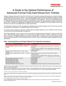 A Guide to the Optimal Performance of Advanced Format 512E Hard Drives from Toshiba