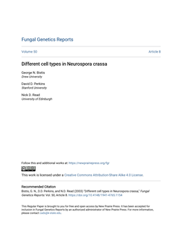 Different Cell Types in Neurospora Crassa