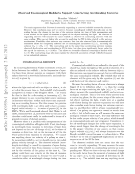 Observed Cosmological Redshifts Support Contracting Accelerating Universe