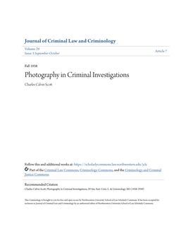 Photography in Criminal Investigations Charles Calvin Scott