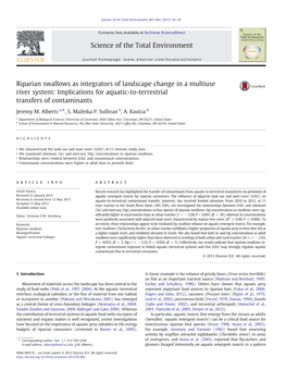 Riparian Swallows As Integrators of Landscape Change in a Multiuse River System: Implications for Aquatic-To-Terrestrial Transfers of Contaminants