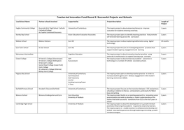 Teacher-Led Innovation Fund Round 2: Successful Projects and Schools