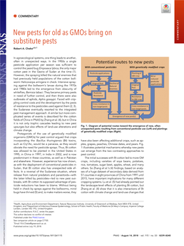 New Pests for Old As Gmos Bring on Substitute Pests COMMENTARY Robert A