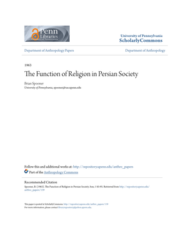 The Function of Religion in Persian Society'