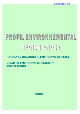 Profil Environnemental : Région Anosy