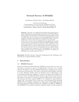 Forward Secrecy of SPAKE2