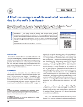 A Life-Threatening Case of Disseminated Nocardiosis Due to Nocardia Brasiliensis