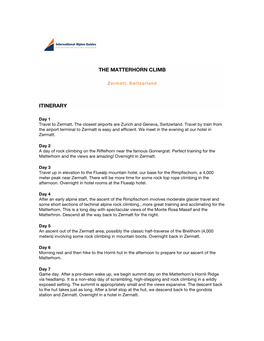 Matterhorn Itinerary