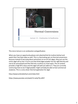 Combustion & Gasification: Lecture 12