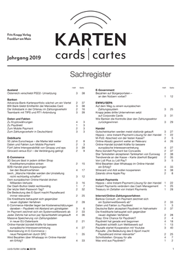 KARTEN Jahrgang 2019 Cards | Cartes