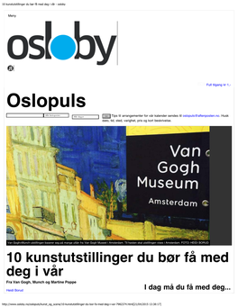 10 Kunstutstillinger Du Bør Få Med Deg I Vår - Osloby