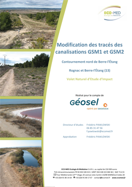 Modification Des Tracés Des Canalisations GSM1 Et GSM2