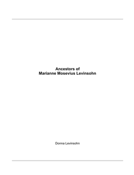 Ancestors of Marianne Mosevius Levinsohn