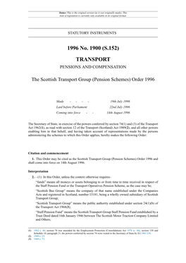 The Scottish Transport Group (Pension Schemes) Order 1996