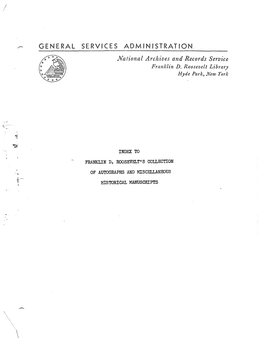 GENERAL SERVICES ADMINISTRATION National Archives and Records Service Franklin D