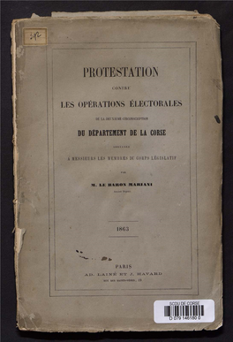 Protestation Contre Les Opérations Électorales De La Deuxième Circonscription Du Département De La Corse