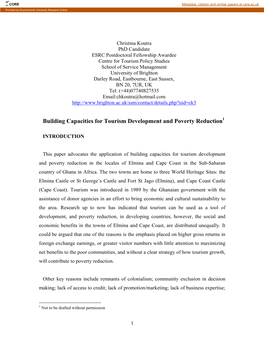 Building Capacities for Tourism Development and Poverty Reduction1