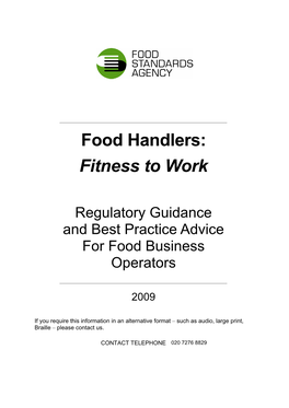 Food Handlers: Fitness to Work