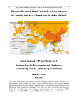 The Potential for Growth Through Chinese Infrastructure Investments in Central and South-Eastern Europe Along