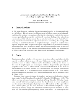 Ablaut and Reduplication in Dakota: Revisiting the Phonology-Morphology Relationship