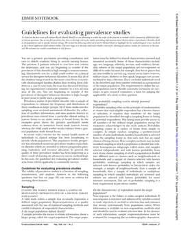 Guidelines for Evaluating Prevalence Studies