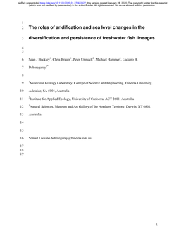 The Roles of Aridification and Sea Level Changes in the Diversification And