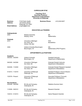 CURRICULUM VITAE Ying Ding, Ph.D. Associate