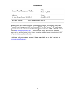 Amundi Asset Management US, Inc. Date: March 31, 2021 Address