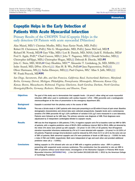 Copeptin Helps in the Early Detection of Patients with Acute Myocardial