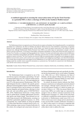 A Combined Approach to Assessing the Conservation Status of Cap Des Trois Fourches As a Potential MPA: Is There a Shortage of Mpas in the Southern Mediterranean?