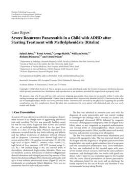 Severe Recurrent Pancreatitis in a Child with ADHD After Starting Treatment with Methylphenidate (Ritalin)