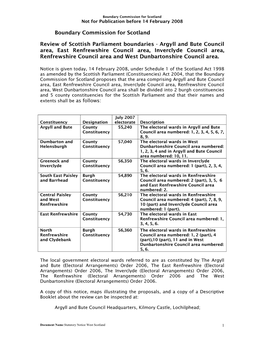 Argyll and Bute Council Area, East Renfrewshire Council Area, Inverclyde Council Area, Renfrewshire Council Area and West Dunbartonshire Council Area