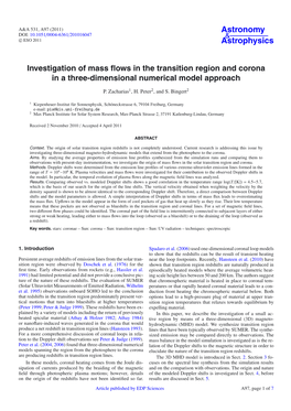 Investigation of Mass Flows in the Transition Region and Corona in a Three-Dimensional Numerical Model Approach