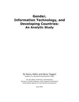 Gender, Information Technology, and Developing Countries: an Analytic Study