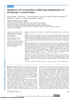 Mediators of Corneal Haze Following Implantation of Presbyopic Corneal Inlays