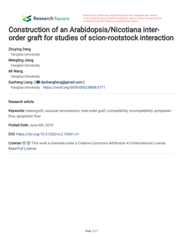 Construction of an Arabidopsis/Nicotiana Inter-Order