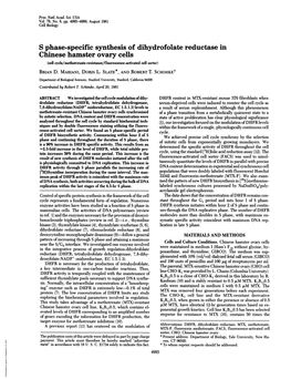 S Phase-Specific Synthesis of Dihydrofolate Reductase in Chinese Hamster Ovary Cells (Cell Cycle/Methotrexate-Resistance/Fluorescence-Activated Cell Sorter) BRIAN D