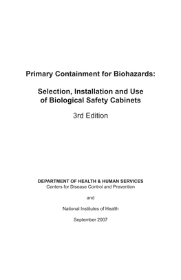 Primary Containment for Biohazards